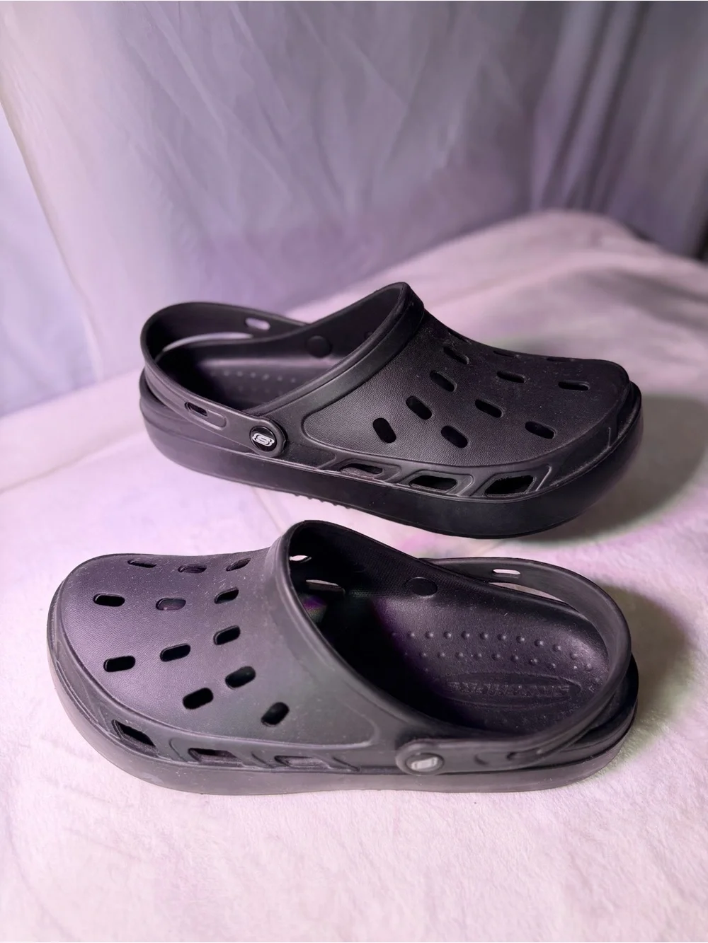 Skechers Men's Black Slip-On Clog Sandals with Back Strap